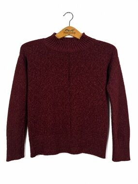 LOFT Knit Sweater Soft Ribbed Mock Neck Size SP Maroon Clean Girl Fall Office